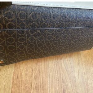 Beautiful Calvin Klein Black and Brown Monogram Shoulder Bag